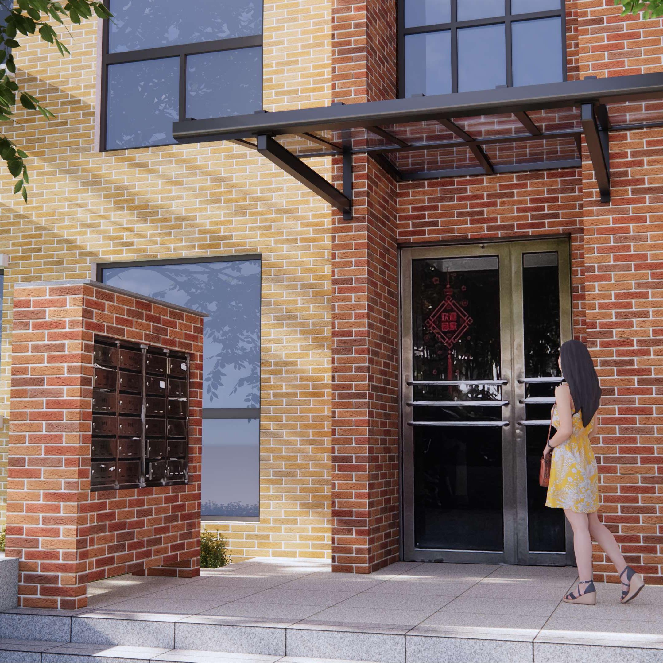 九歌上郡小区单元入口雨棚设计